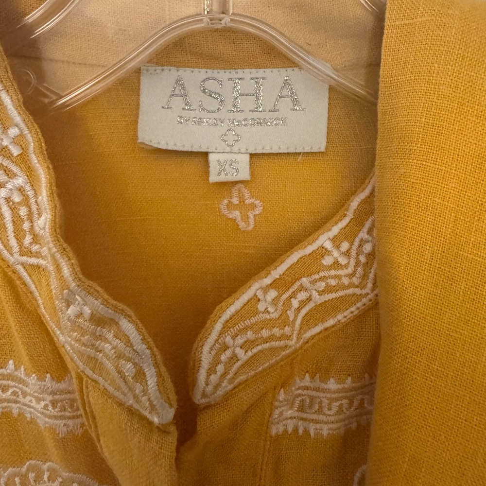 ASHA Mango Colored button up, tie waist dress - Picture 5 of 5